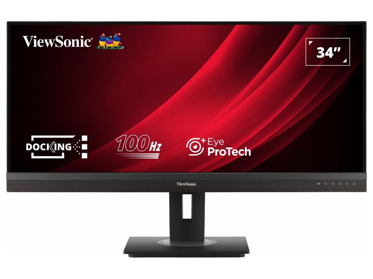 Viewsonic Ergonomic VG3456A - 34" 21:9 Ultrawide 1440p IPS Monitor with Built-In Docking, 100W USB-C, RJ45 - 300 cd/m² - VG3456A