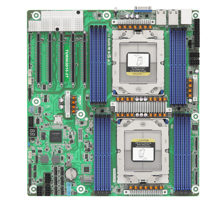 AsRock Rack TURIN2D16-2T Motherboard - EEB (12" x13.2") - Supports AMD EPYC 9005*/9004 (with AMD 3D V-Cache Technology) and 97x4 series processors - 8+8 DIMM slots (1DPC), supports DDR5 RDIMM, RDIMM-3DS