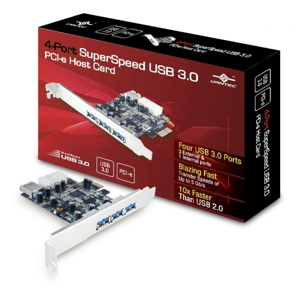 Vantec 4-Port Superspeed Usb 3.0 Pcie Host Card Upgrades Any Desktop Computer To The Newest Usb 3.0 Standard. Integrated With The Latest Superspeed Usb 3.0 Technology, Transferring Files To An Usb 3.0 External Hard Disk - UGT-PC341