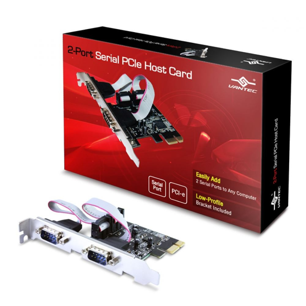 Vantec Ugt-Pce20Sr Is Part Of A Series Of I/O Card Based On The Pci Express Technology. It Offers Two Independent Serial Communication Ports That Enable You To Connect Serial Devices Like Point Of Sale Terminals, Modems, Printers - UGT-PCE20SR
