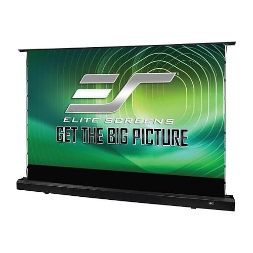 Elite Screens Kestrel Tab-Tension CLR, 101 Diag. 16:9, Ultra-Short Throw Ceiling Ambient Light Rejecting (CLR /ALR) Electric Floor-Rising Projector Screen, Black Casing - FTE101UH3-CLR