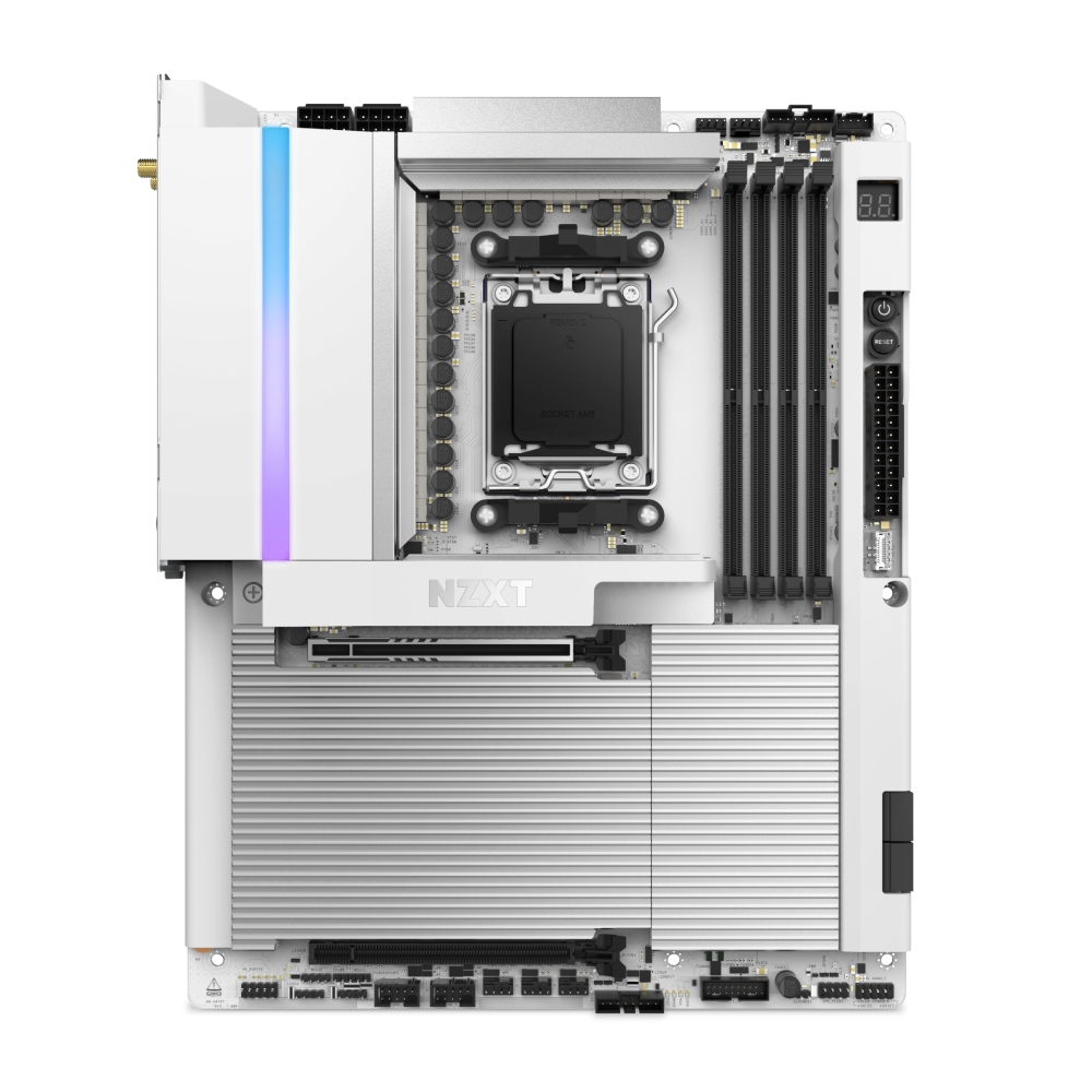 NZXT AMD X870E ATX Gaming Wi-Fi 7 Motherboard with Full Cover & RGB - N9-X87XT-W1 NZXT AMD X870E ATX Gaming Wi-Fi 7 Motherboard with Full Cover & RGB - N9-X87XT-W1