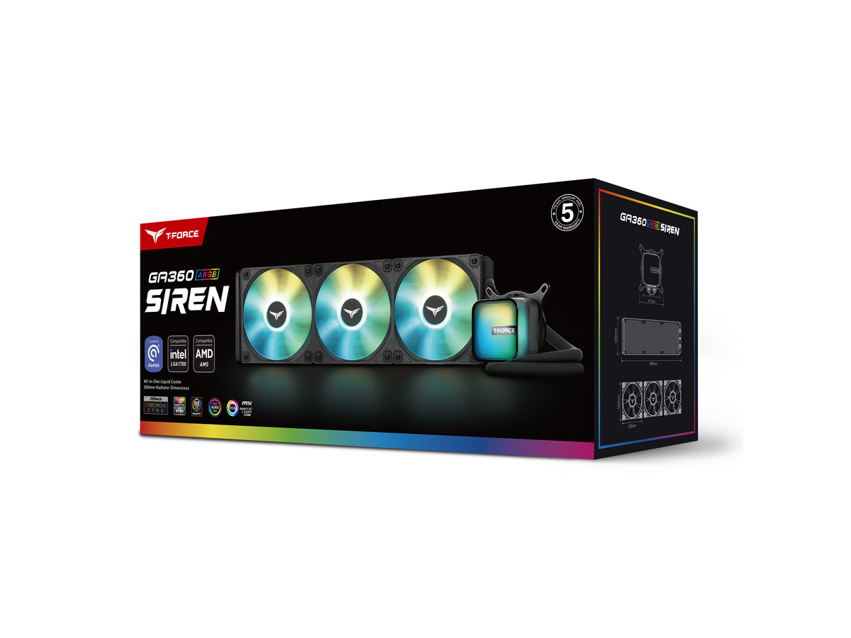 Teamgroup T-Force Siren Ga360 Aio Argb Cpu Liquid Cooler Black 360Mm - TB200502
