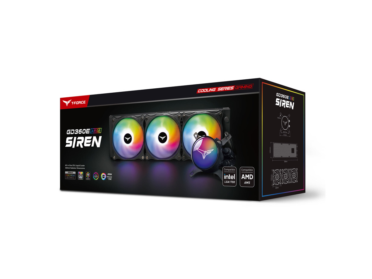 Teamgroup T-Force Siren Gd360E Aio Argb Cpu Liquid Cooler Black 360Mm - TB130502