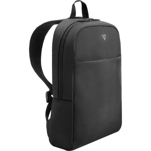 V7 Essential Slim Backpack Carrying Case for 15.6" Notebook Laptop Backpack - Black - Weather Resistant, Polyester material body - CBK16-BLK