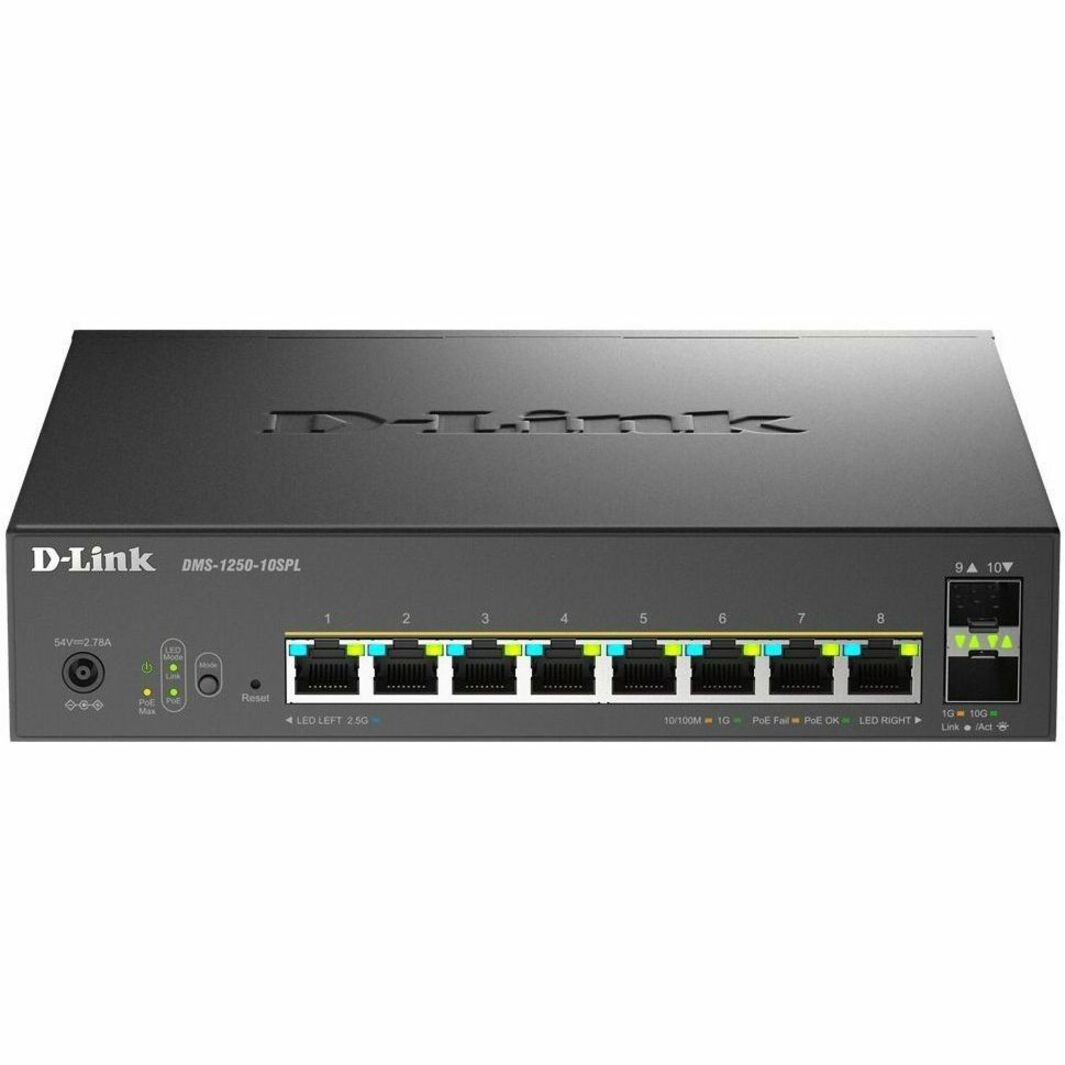 D-Link 10-Port Multi-Gigabit Smart Managed Switch with 2 10G SFP+ Ports - DMS-1250-10SPL