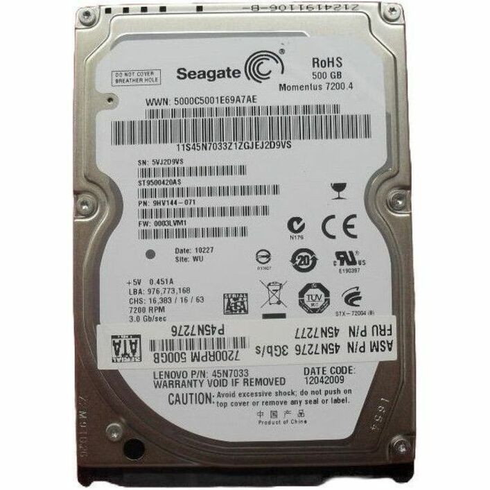 Lenovo 500 GB Hard Drive - 2.5" Internal - SATA (SATA/300) - 45N7277-RF