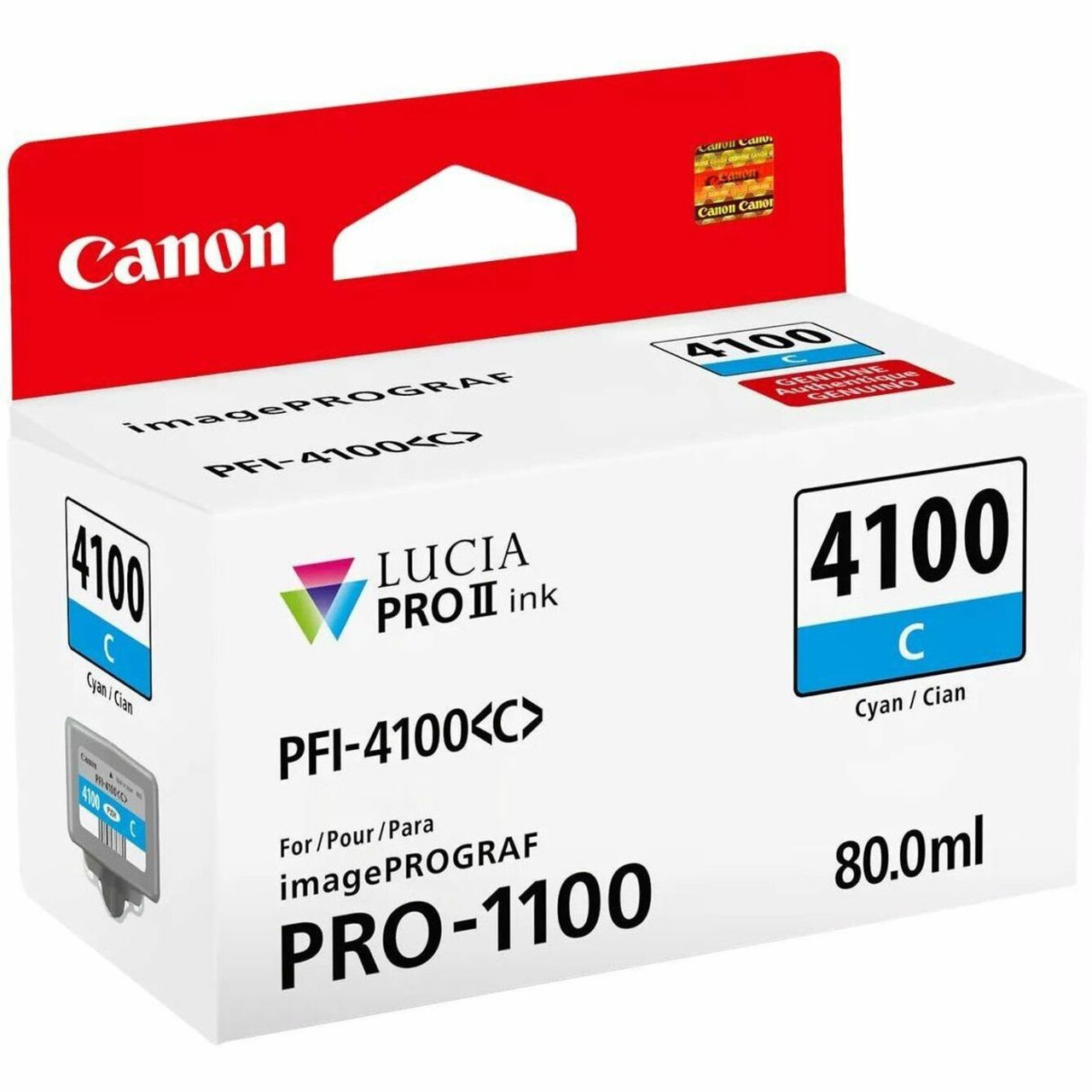 Canon Lucia PRO II PFI-4100 Original Inkjet Ink Cartridge - Cyan - 1 / Pack - 6778C002
