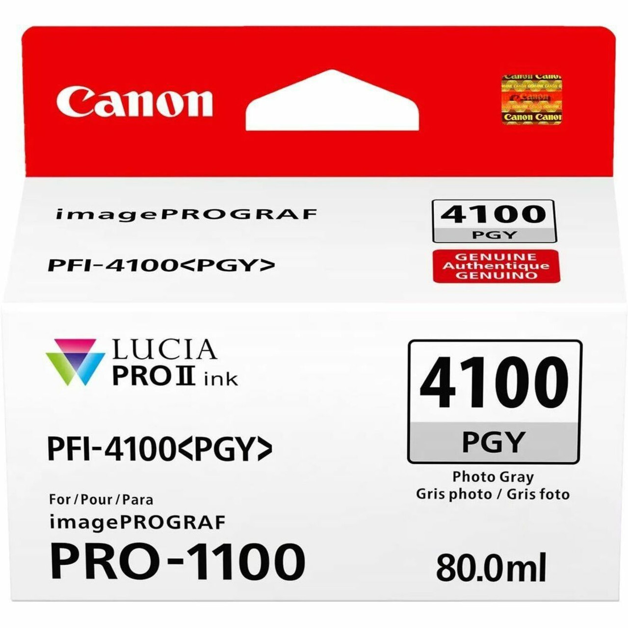 Canon Lucia PRO II PFI-4100 Original Inkjet Ink Cartridge - Photo Gray - 1 / Pack - 6784C002