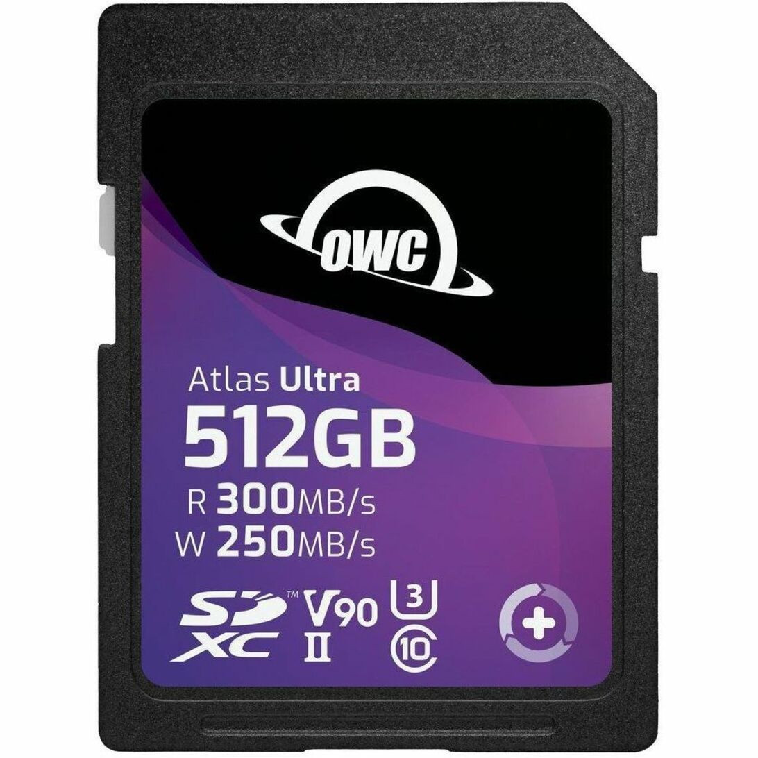 OWC Atlas Ultra 512 GB Class 10/UHS-II (U3) V90 SDXC - 1 Pack - TAA Compliant - OWCSDV90U0512