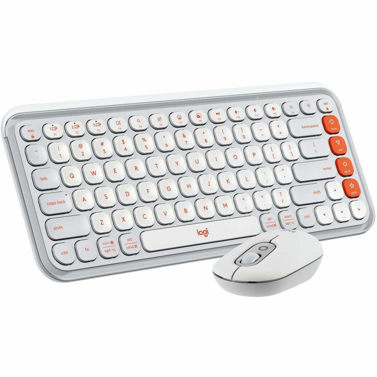 Logitech POP ICON COMBO, Bluetooth Keyboard and Mouse Combo, Comfortable Typing, Programmable Keys and Buttons, Quiet Clicks (Off-white & Orange) - Wireless Bluetooth 5.1 Keyboard - Off White - 920-013104