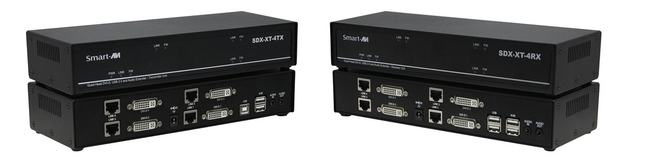 Smartavi Quad Head DVI-D, USB 2.0, Audio, CAT5/5e/6 Receiver. Includes: [SDX-XT-4P-RX-S, PS5VD3A-WLLMNT] -SDX-XT-4P-RX-S