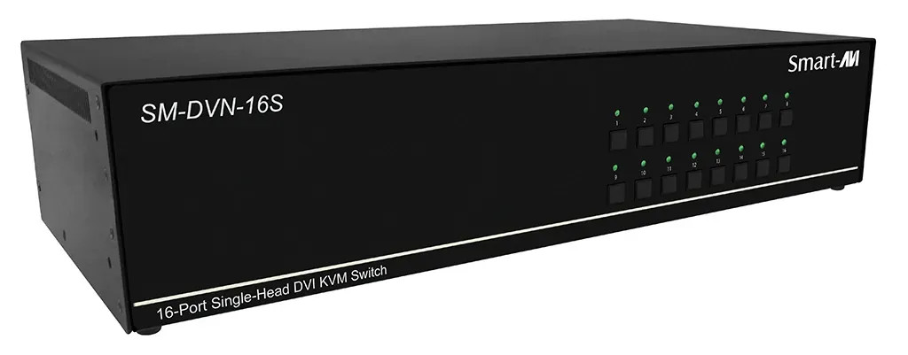 Smartavi 16-Port DVI-I Dual Link KVM Switch with Audio and USB 2.0 Support. Includes: [SM-DVN-16S, and PS12VD3A]] -SM-DVN-16S-S