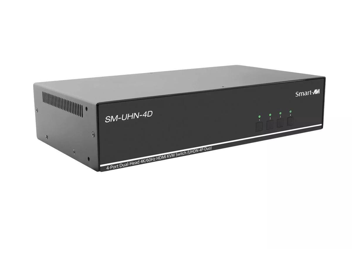 Smartavi 4-Port HDMI KVM Switch with Audio and USB 2.0 Support. Includes: [SM-UHN-4D, and PS12VD2A] -SM-UHN-4D