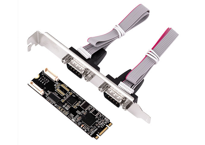IO Crest M.2 to 1 Port RS232 and 1 Port RS232/422/485 Serial Controller Card - IO-ADA15070