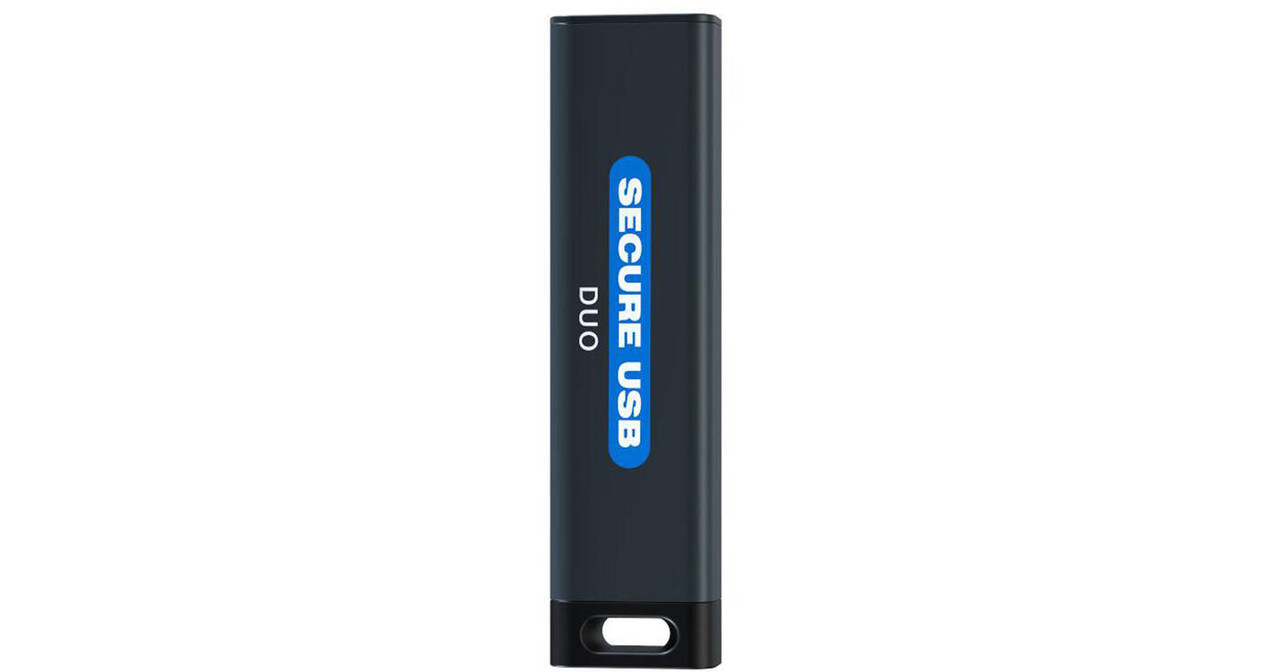Securedata SecureUSB Duo (64GB) 256-bit Hardware Encrypted USB 3.0 Flash Drive - TAA Compliant FIPS 140-2 Level 3 Compliant - Unlock via Mobile App or On-board keypad - SU-BK-GM-64
