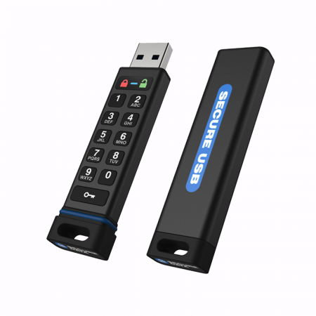 Securedata SecureUSB KP (16GB) 256-bit Hardware Encrypted USB 3.0 Flash Drive - FIPS 140-2 Level 3 Validated - Unlock via On - Board Keypad - SU-KP-BL-16-TAA