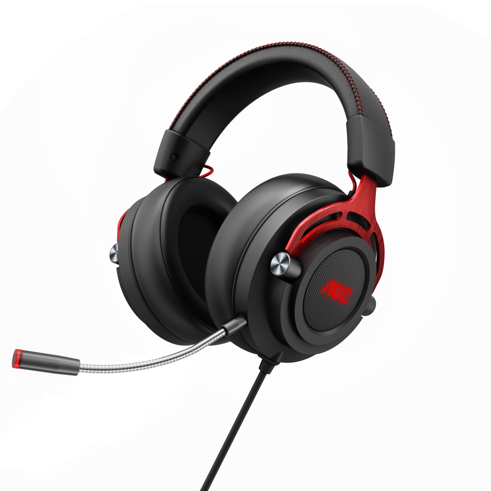 AOC GH300 RGB-Backlit Gaming Headset With Detachable Microphone, 50mm Drivers And 7.1 Virtual Surround Stereo With Hi-Fi Audio