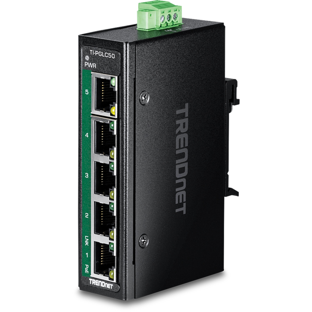 Trendnet 5-Port Industrial Gigabit PoE+ DIN-Rail Mini Switch, 90W PoE+ Power Budget -TI-PGLC50