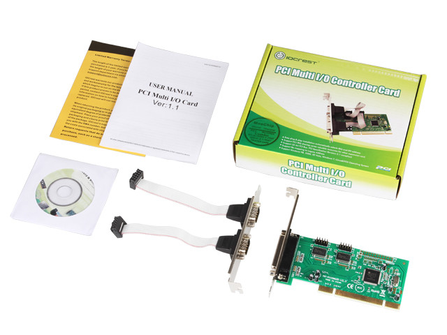 IO Crest PCI to 2 Ports DB-9 RS-232 Serial and 1 Port DB-25 Parallel Printer (LPT1) Controller Card - MM-PIO9865-2S1P