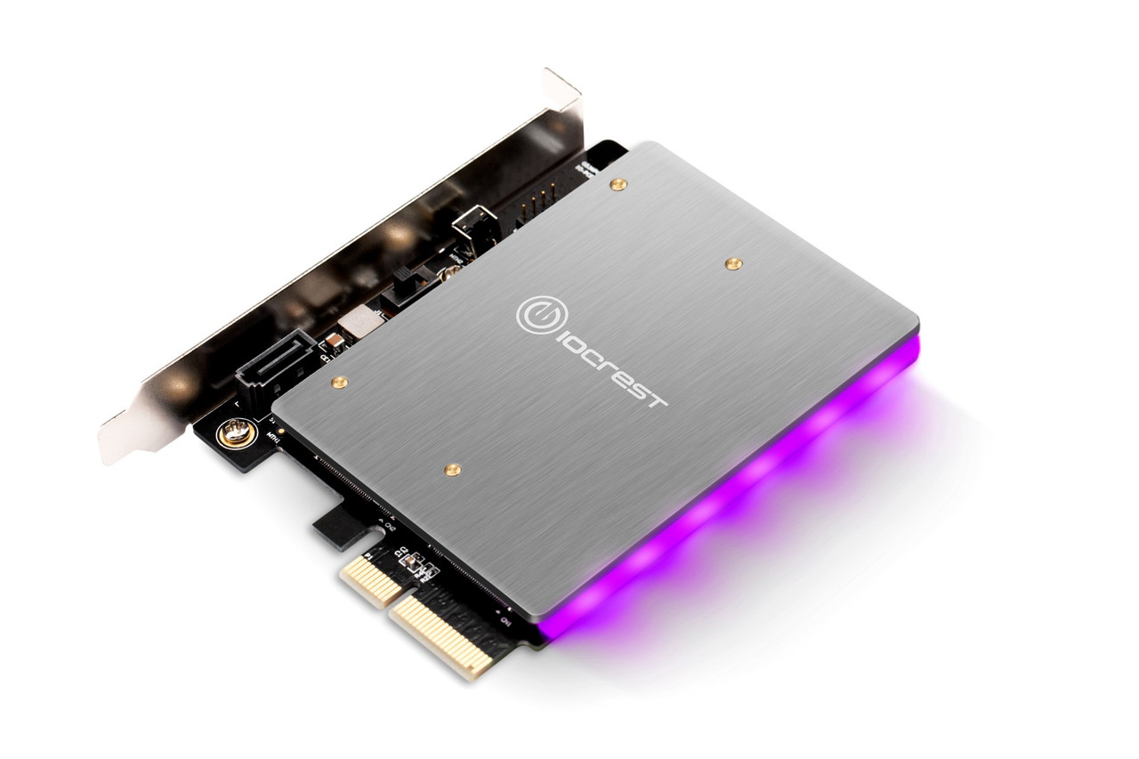 IO Crest RGB PCIe to M.2 NVMe + SATA Extension Card - IO-PCENSR5