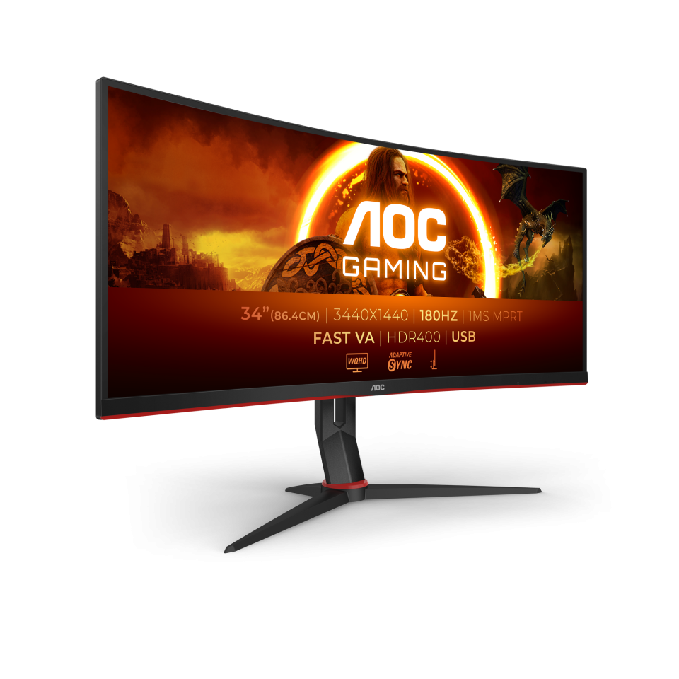 AOC CU34G2XPD/BK 34- Inch Ultrawide Curved Monitor Offering WQHD Resolution and 180Hz Refresh Rate AOC CU34G2XPD/BK 34- Inch Ultrawide Curved Monitor Offering WQHD Resolution and 180Hz Refresh Rate