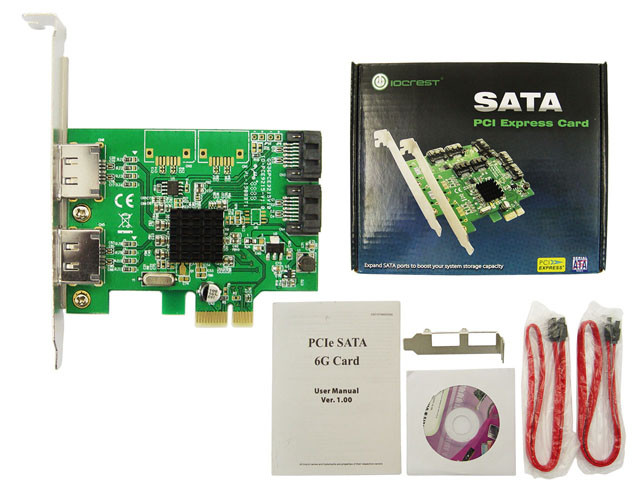 IO Crest PCIe to 2 Internal, 2 External Ports SATA III Controller Card - IO-PCE9215-2ES