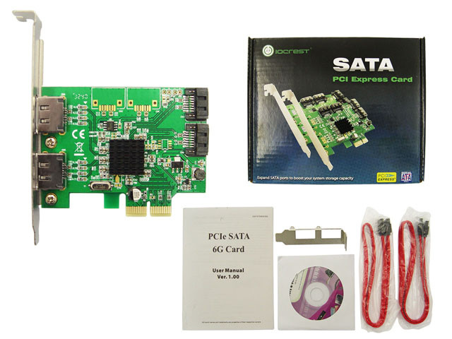 IO Crest PCIe to 2 Internal, 2 External Ports SATA III Controller Card - IO-PCE9235-2ES