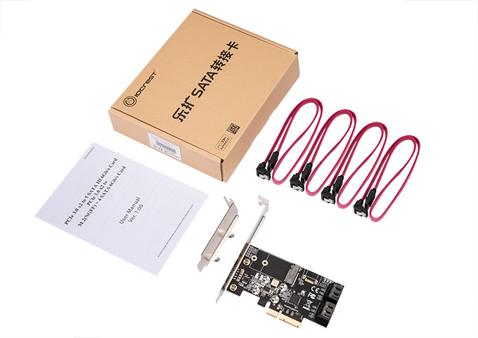 IO Crest PCIe 3.0 to M.2 (NGFF) + 4 SATA 6Gb/s Card - IO-PCE585-4I1M