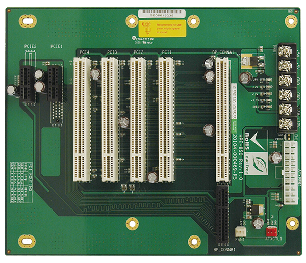 IEI 7-Slot Backplane with Four PCI Slots and Two PCIe X1 Slots - HPE-8S0