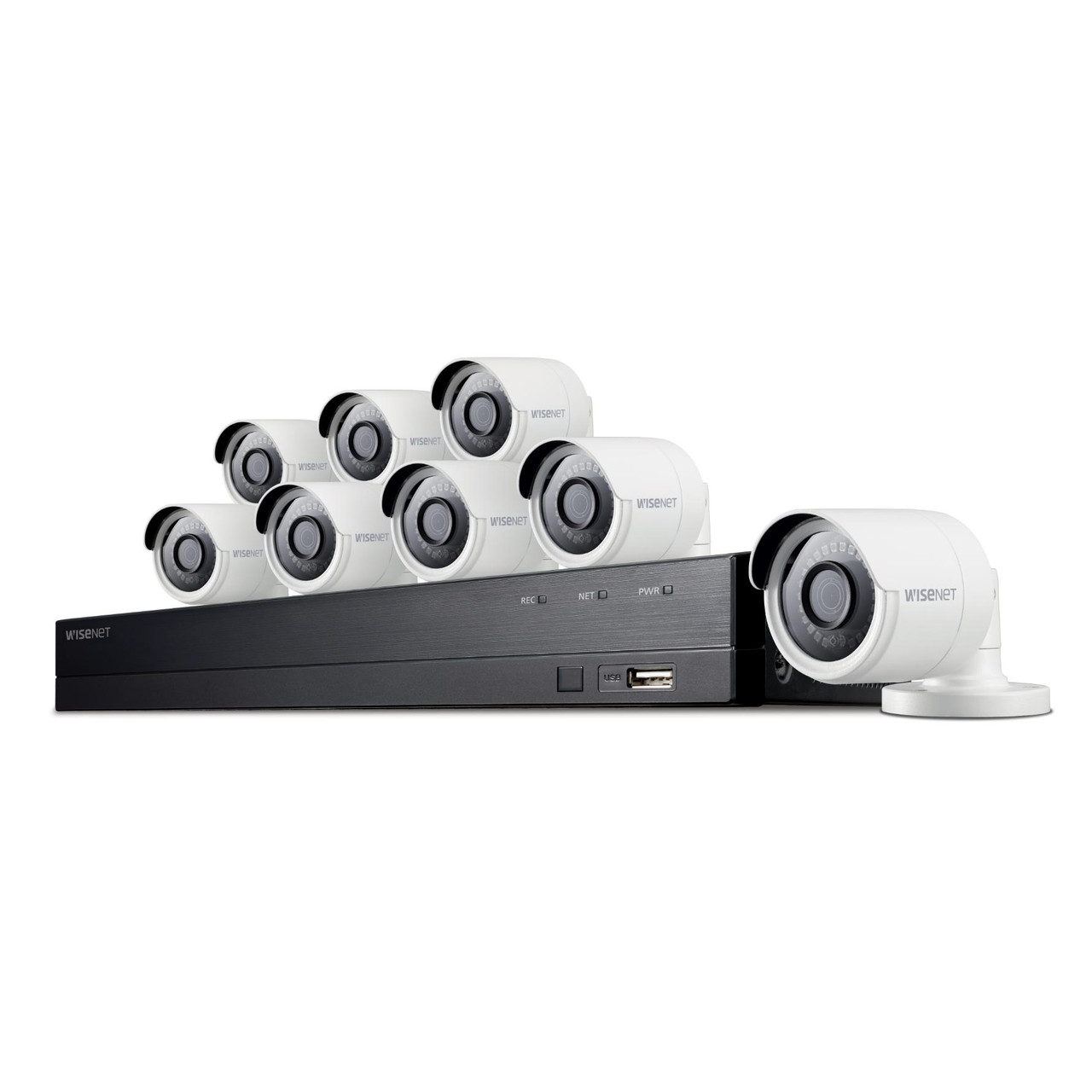 Wisenet 8ch x 8cam 4MP DVR KIT, 4MP Super HD IR Bullet Camera System, Up to 8ch simultaneous recording -SDH-C84080BF