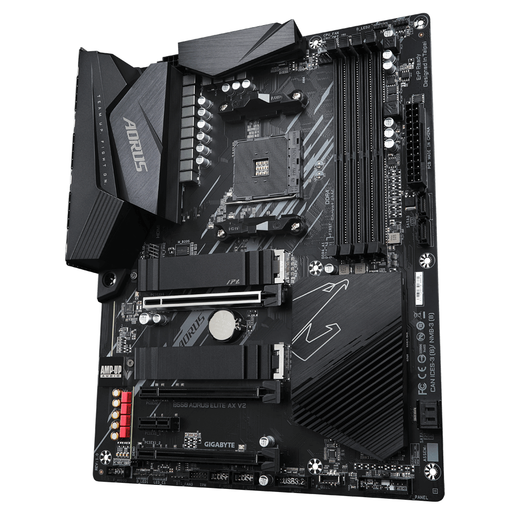 Gigabyte AMD,Ryzen 3rd Gen,AMD Socket AM4,AMD B550,supporting up to 128 GB,ATX Form Factor - B550 AORUS ELITE AX V2