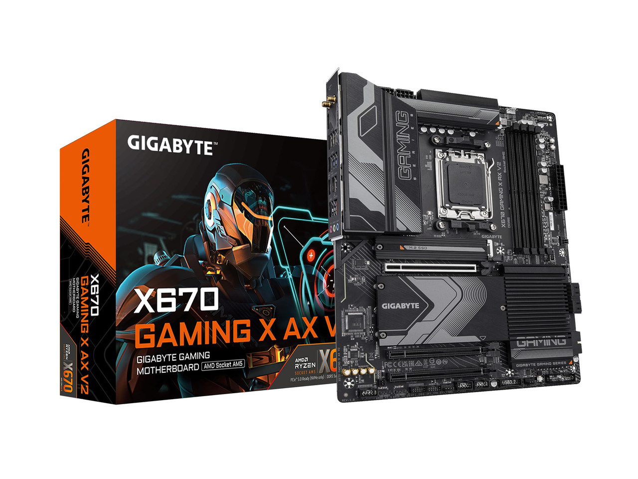 Gigabyte X670 GAMING X AX V2 - ATX - AMD Ryzen 7000 / Ryzen 8000 Series Processors - AMD X670 - Socket AM5 - DDR5 - 192GB RAM Supported - USB,RJ-45 - Ethernet - DisplayPort - X670 GAMING X AX V2