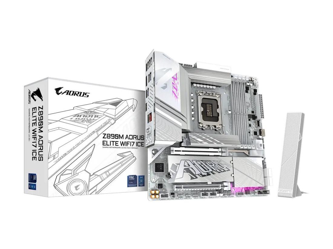 Gigabyte Z890M AORUS ELITE WIFI7 ICE - audio jack - Micro ATX - LGA1851 socket Support for Intel Core Ultra Processors L3 cache varies with CPU - Intel Z890 - FCLGA1851 - DDR5 - RAM / Max Supported Size: 256 RAM Supported - Z890M AORUS ELITE WF7 ICE