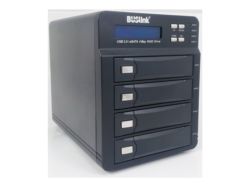 Global Silicon 96TB HDD 4-bay RAID USB 3.2 Gen 1 (3.0)/eSATA Desktop BUSlink CipherShield hardware encrypted 256-bit AES FIPS140-2 HIPAA for PC/MAC metal alloy case - CSE-96TB4-SU3M1