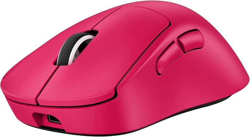 Logitech G PRO X Superlight 2 DEX Lightspeed Wireless Gaming Mouse, 60g Pro-Grade Lightweight Mouse with 5 Programmable Buttons, 44k DPI Sensor, USB-C Charging, for PC/Mac - Magenta - 910-006795