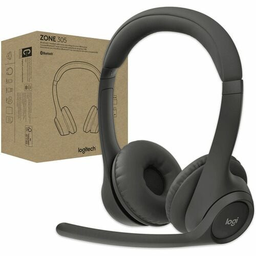 Logitech Zone 305 for Business, Wireless Bluetooth Headset With Microphone, for Microsoft Teams, Compatible With Windows, Mac, Chrome, Linux, iOS, iPadOS, Android, Black - 981-001450