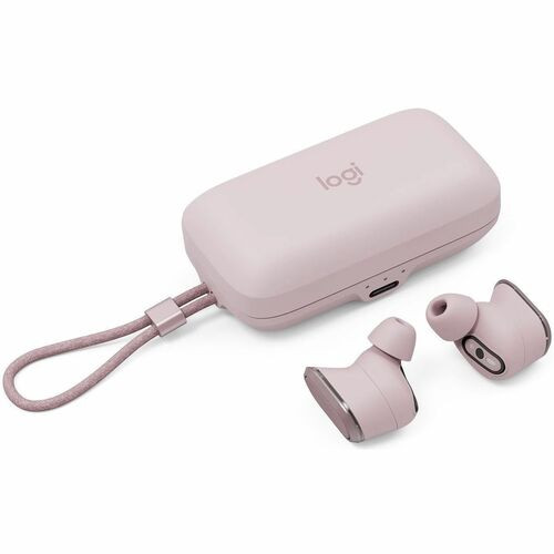 Logitech Zone True Wireless - Stereo - USB Type A - True Wireless - Bluetooth - 98.4 ft - 20 Hz to 20 kHz - Earbud - Binaural - In-ear - Noise Cancelling, Omni-directional, MEMS Technology Microphone - Noise Canceling - Rose - 985-001089