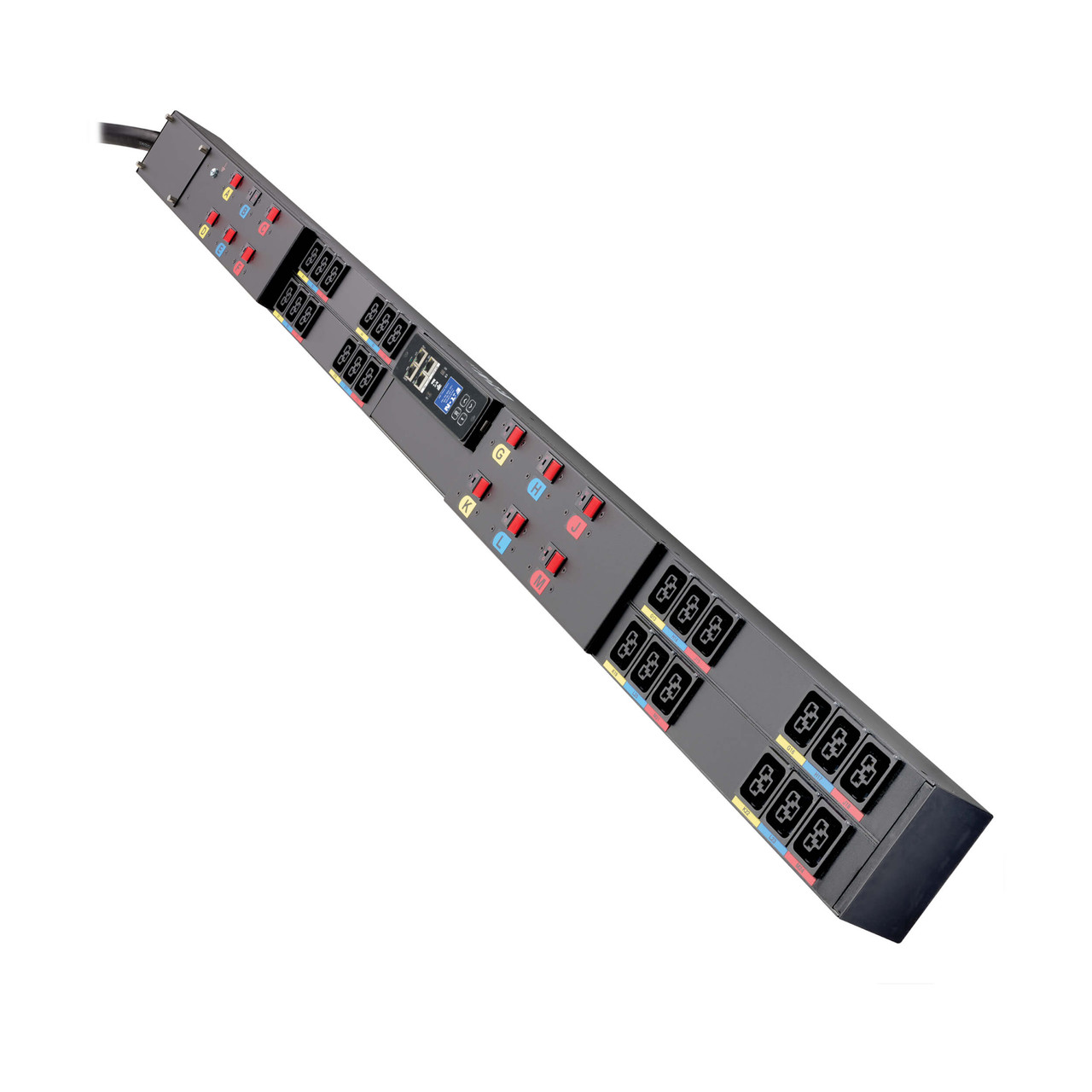 Eaton 3-Phase Managed HDX Rack PDU G4, 208V, 24 C39 Outlets, 60A, 17kW, 460P9W Input, 6 ft. Cord, 0U Vertical, TAA - EMAGLFC4C4C4C4L