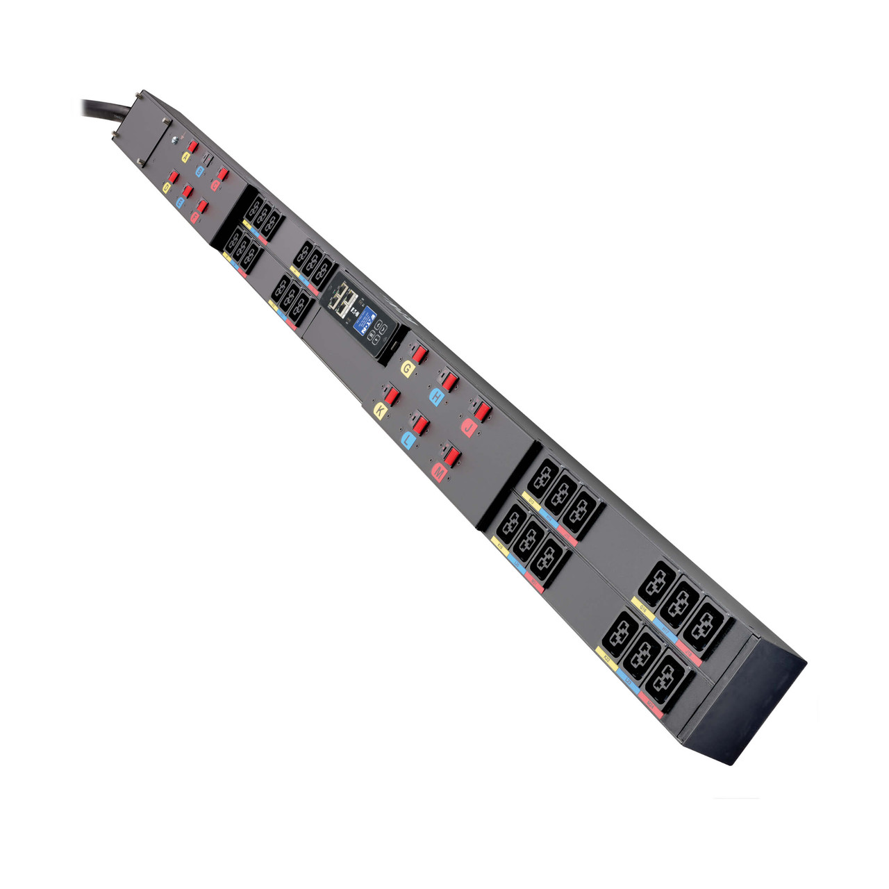 Eaton 3-Phase Managed HDX Rack PDU G4, 208V, 24 C39 Outlets, 80A, 29kW, 4100P9W Input, 6 ft. Cord, 0U Vertical, TAA - EMAGMFC4C4C4C4L