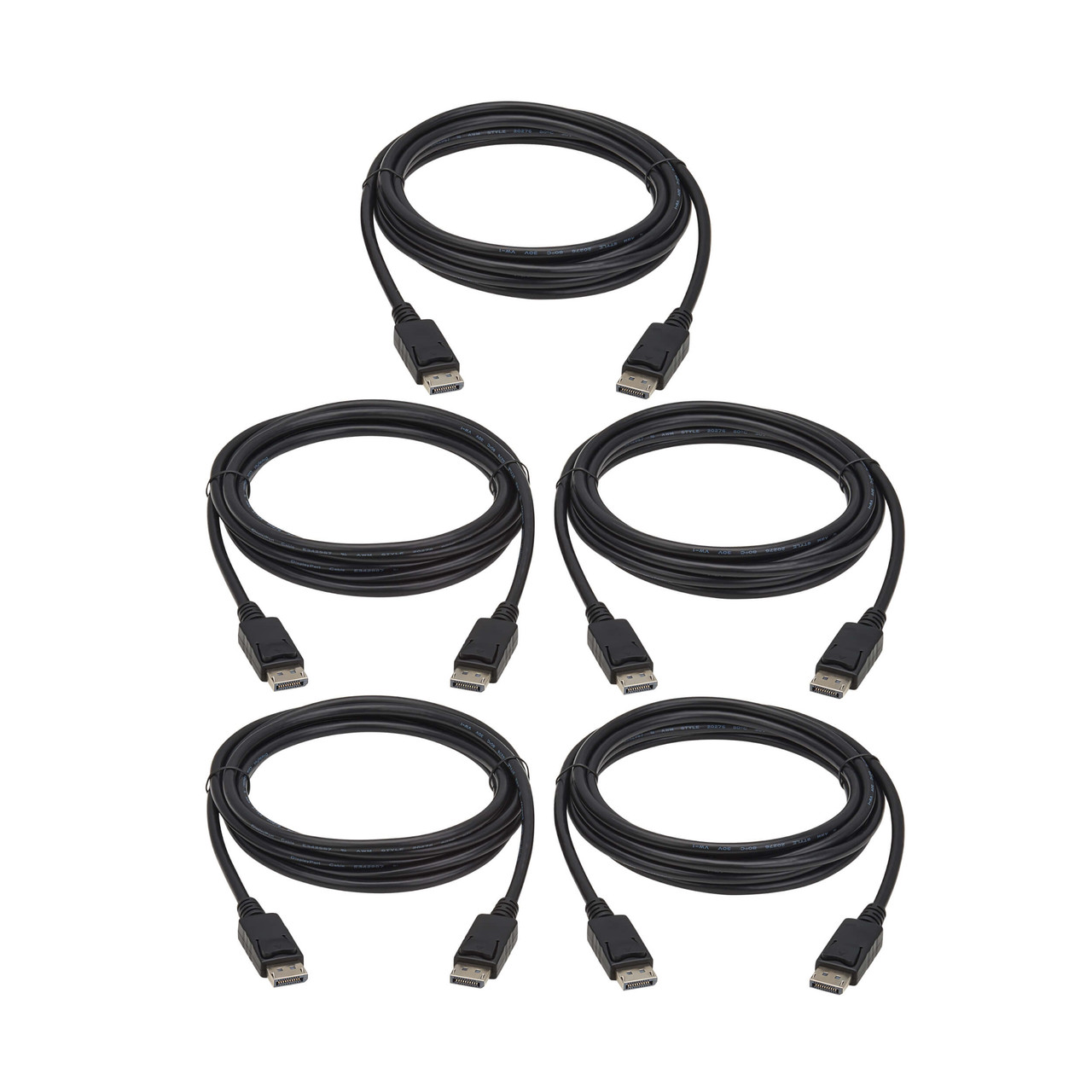 Eaton Tripp Lite series 4K DisplayPort Cables with Latching Connectors (M/M) - 4K 60 Hz, HDCP 2.2, 10 ft. (3.1 m), Black, 5 Pack - P580-010-5PK