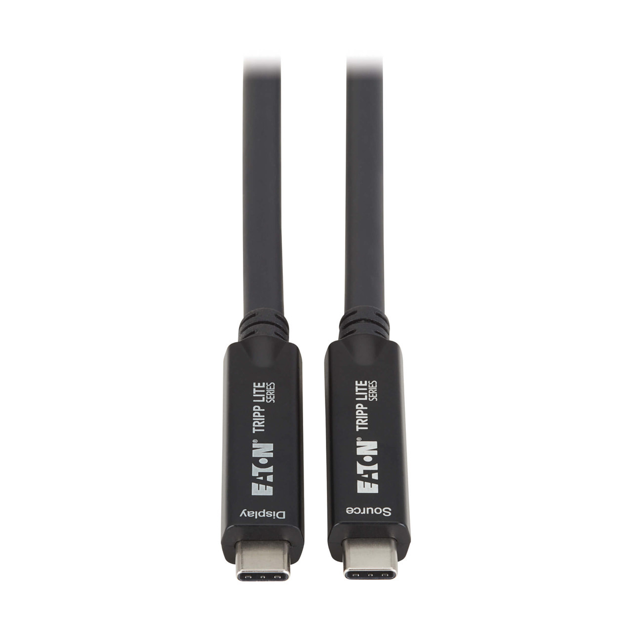 Eaton Tripp Lite series USB-C to USB-C Full-Function Fiber Active Optical Cable (AOC) - USB 3.2 Gen 2 (10 Gbps), 8K, HDR, 4:4:4, 40W PD Charging, M/M, Black, 15 m (49 ft.) - U420F-15M
