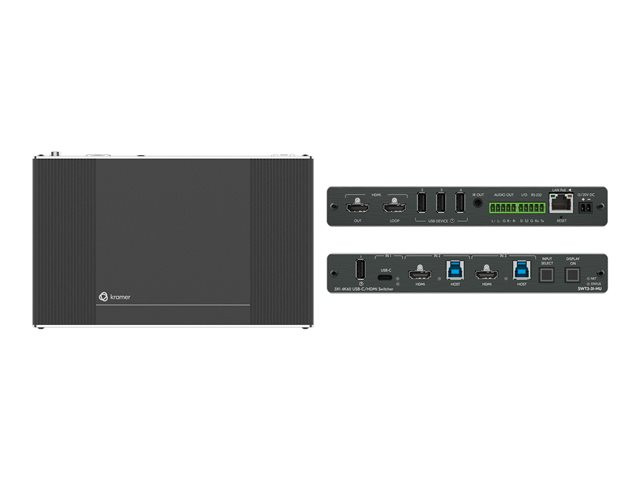 Kramer SWT3-31-HU - Video/audio/USB switch - 3x1, 4K60 - 1 x USB-C + 2 x HDMI - desktop - 50-80583090