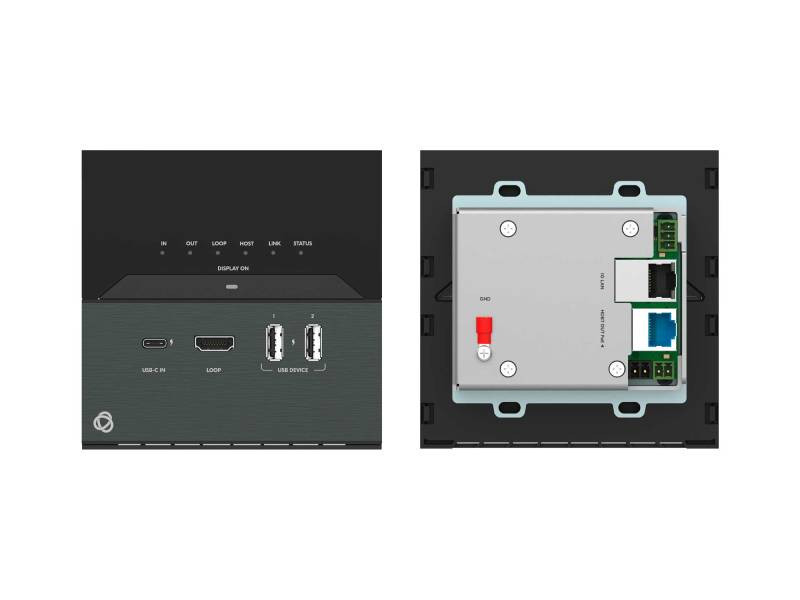 Kramer 4K60 4:4:4 USB-C Wallplate Transmitter with USB, Ethernet, HDBaseT 3.0, RS-232 (Black Decora) - 50-80581195
