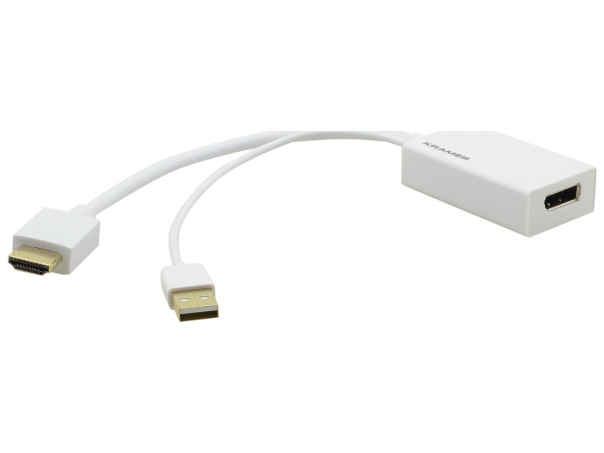 Kramer HDMI Male to DisplayPort Female Adapter Cable with USB Power (White) - 99-9698000