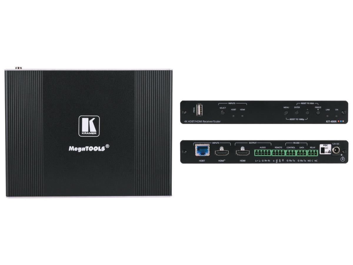 Kramer 4K Auto-Switcher/Scaler Kit over Long-Reach HDBaseT with White US-D Size Wall-Plate Frame - 87-00003295