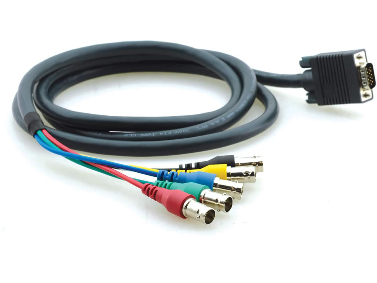 Kramer 92-41050005 Molded 15-Pin HD VGA (M) to 5 BNC (F) Breakout Cable 0.5' - 92-41050005