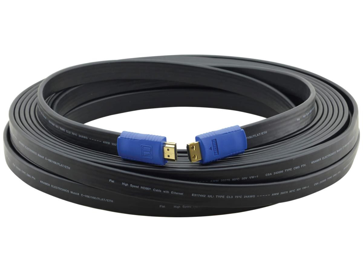 Kramer C-HM/HM/FlAT/ETH flat high-speed HDMI cable with Ethernet is designed for invisible and long distance installations - 97-01014025