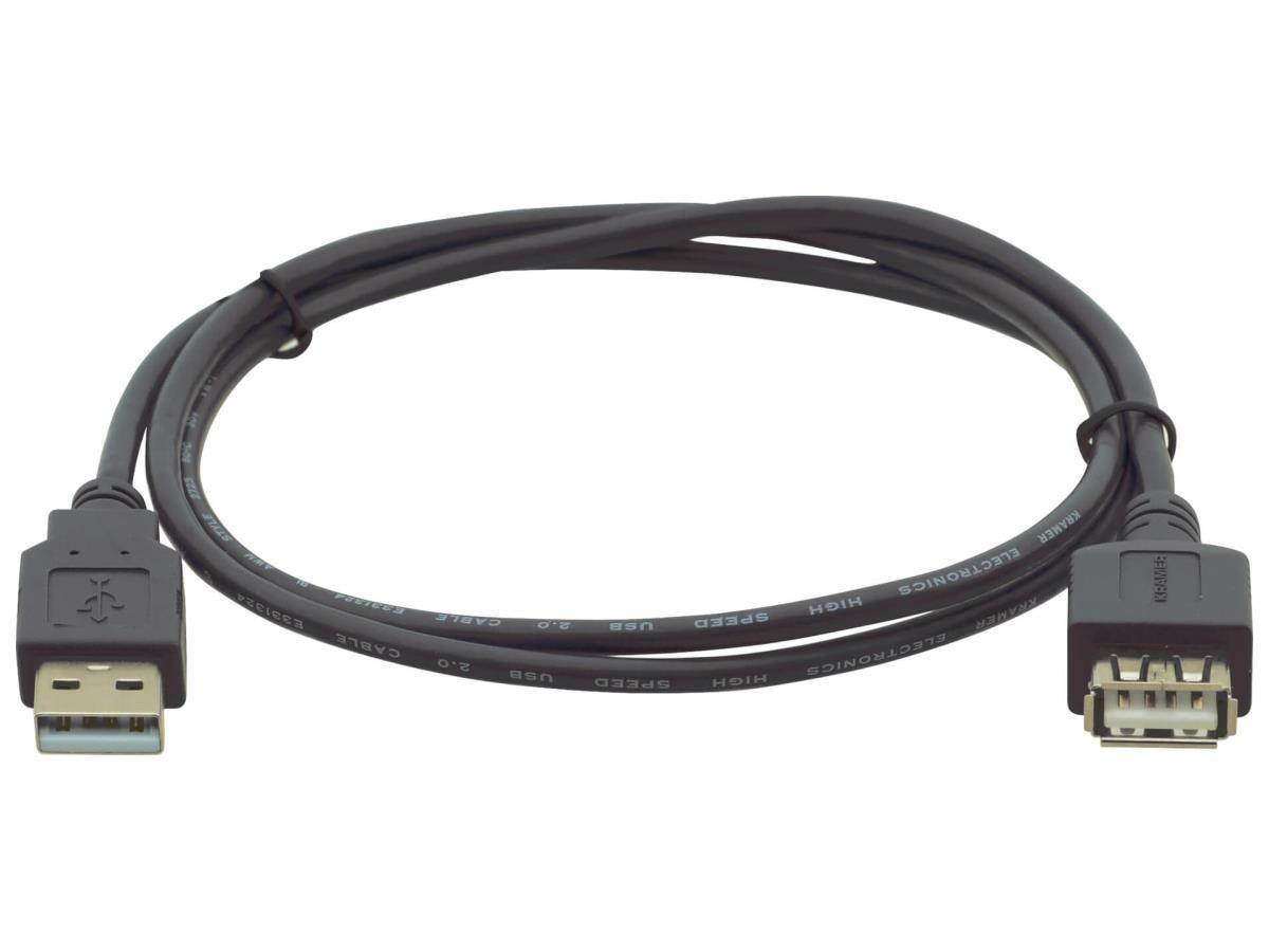 Kramer 96-02121010 USB 2.0 Type-A Male to Type-A Female Extension Cable (10' Black) - 96-02121010