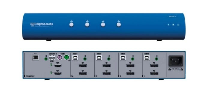 Kramer 22-00104030 HighSecLabs Secure Dual Head 4-Port 4K30 UHD DisplayPort KVM Switch - 22-00104030